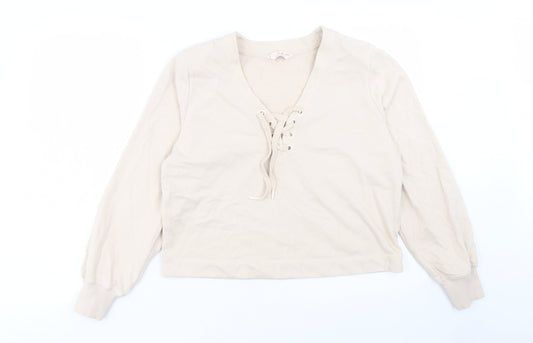 Marks and Spencer Womens Beige Cotton Pullover Sweatshirt Size M Pullover