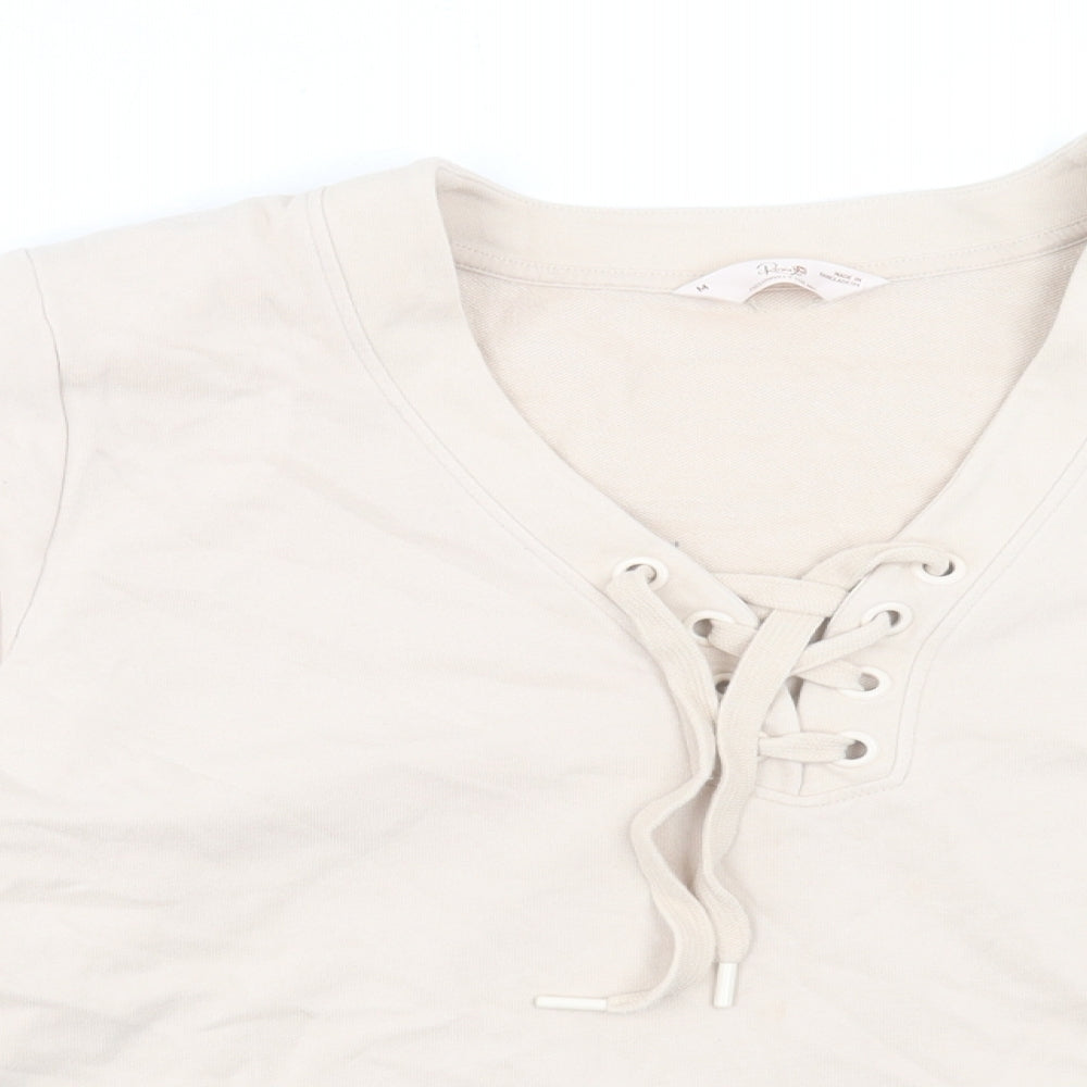 Marks and Spencer Womens Beige Cotton Pullover Sweatshirt Size M Pullover