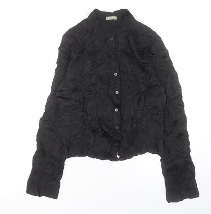 Per Una Womens Black Polyester Basic Button-Up Size 10 Crew Neck