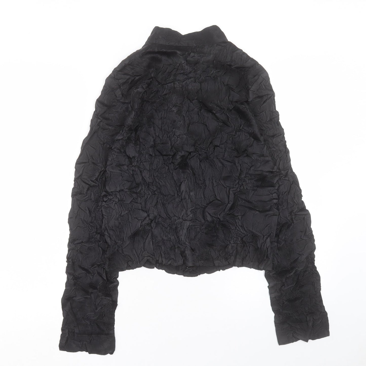 Per Una Womens Black Polyester Basic Button-Up Size 10 Crew Neck