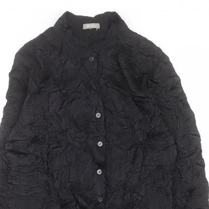 Per Una Womens Black Polyester Basic Button-Up Size 10 Crew Neck