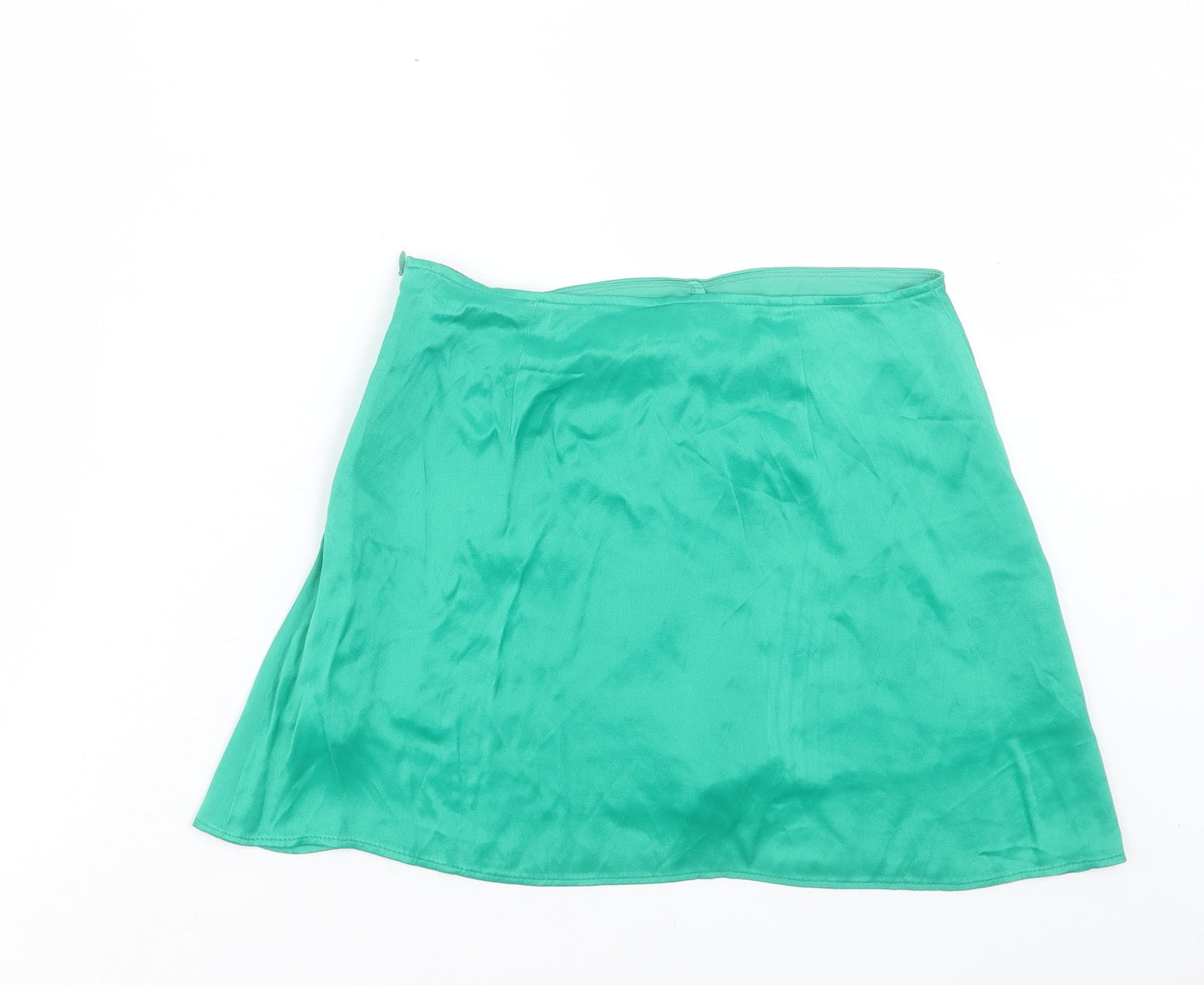 Zara Womens Green Viscose A-Line Skort Size S Zip