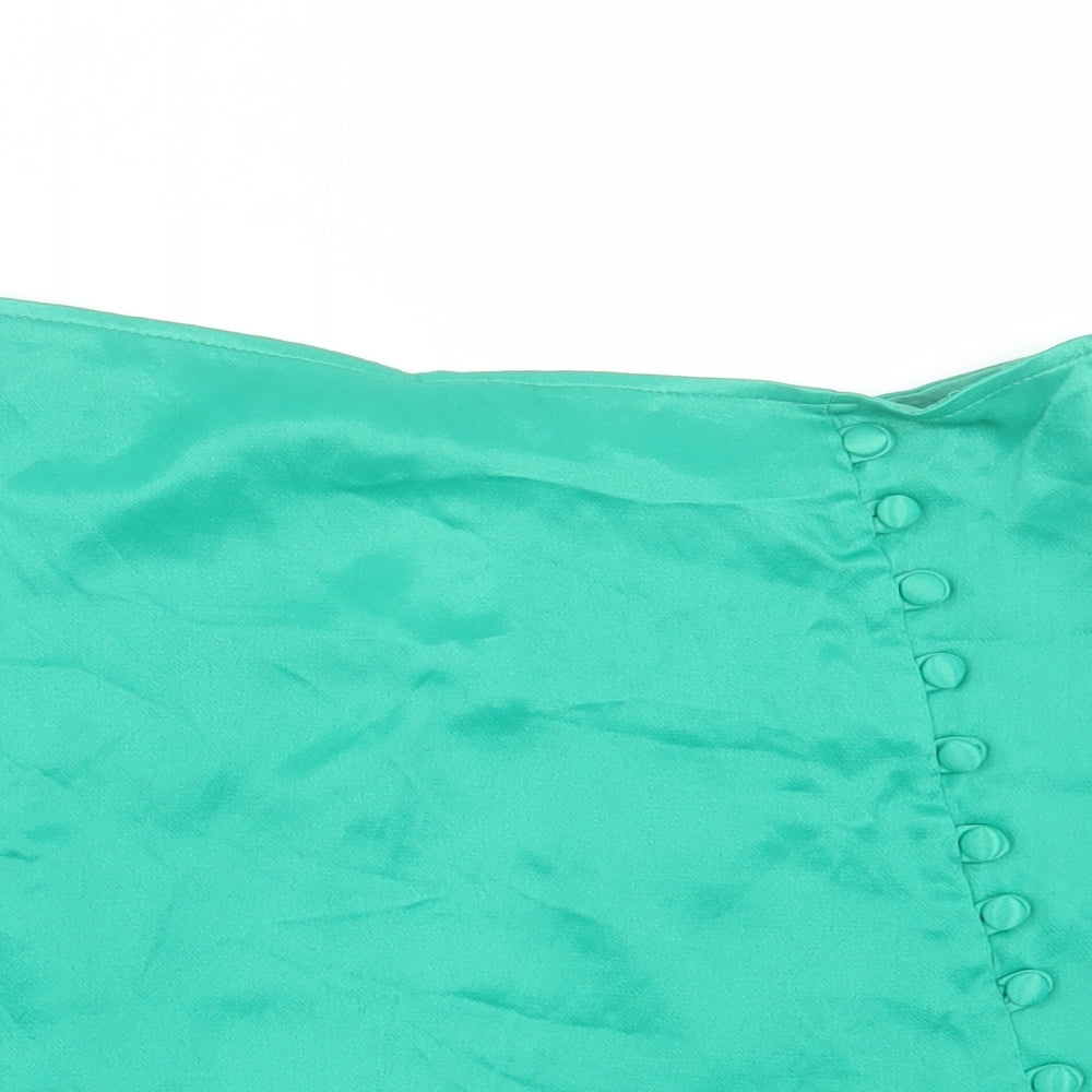 Zara Womens Green Viscose A-Line Skort Size S Zip