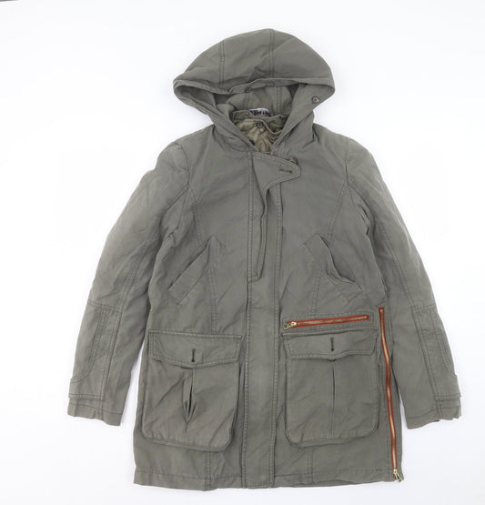 Zara Womens Green Jacket Coat Size XS Zip