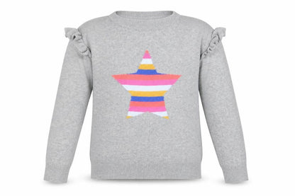 Gap Girls Grey Crew Neck Cotton Pullover Jumper Size 10 Years Pullover - Star Pattern