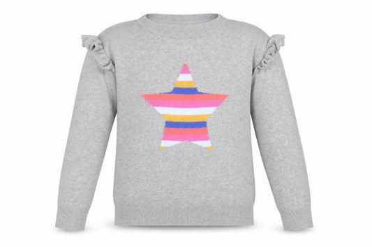 Gap Girls Grey Crew Neck Cotton Pullover Jumper Size 10 Years Pullover - Star Pattern