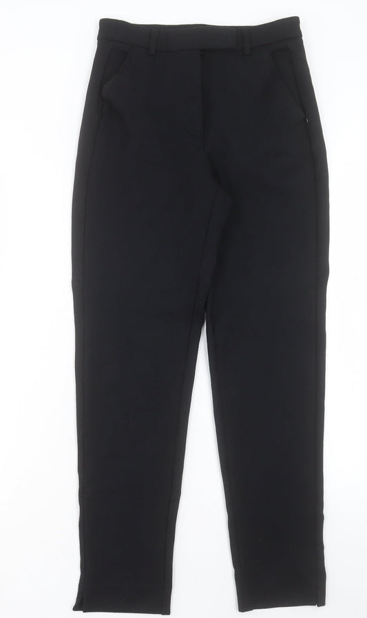 Marks and Spencer Womens Black Viscose Trousers Size 8 L30 in Slim Hook & Eye