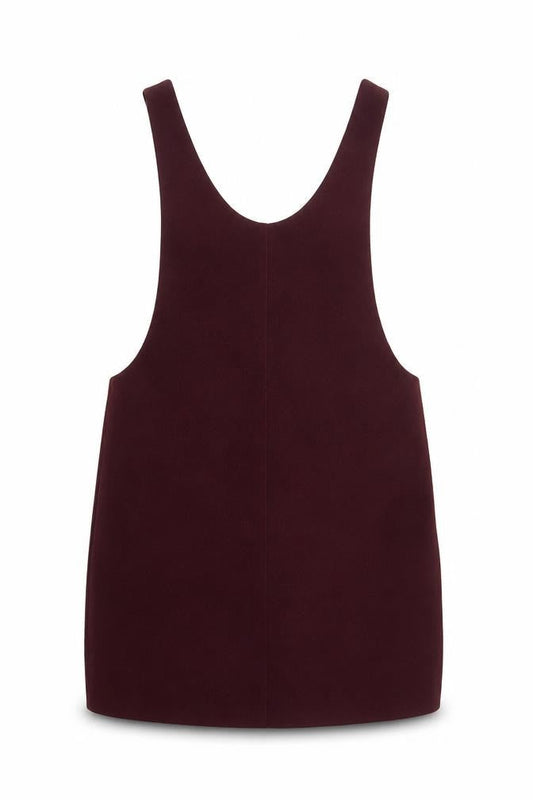 New Look Womens Red Polyester Pinafore/Dungaree Dress Size 10 Scoop Neck Zip - Ribbed Material