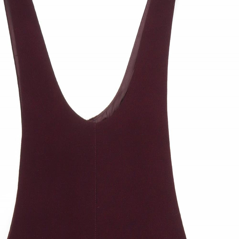 New Look Womens Red Polyester Pinafore/Dungaree Dress Size 10 Scoop Neck Zip - Ribbed Material
