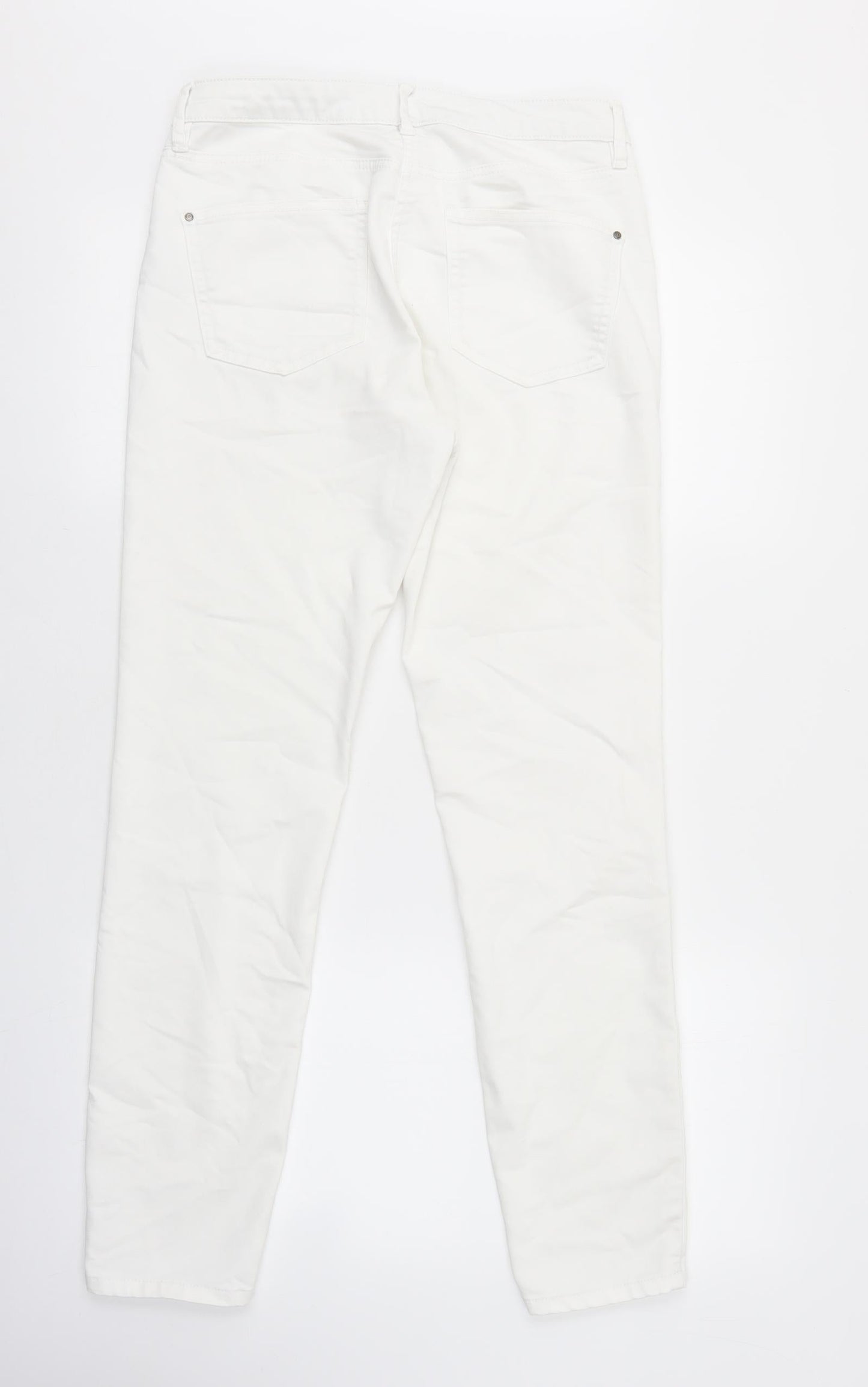Debenhams Womens White Cotton Jegging Jeans Size 10 L28 in Regular Zip