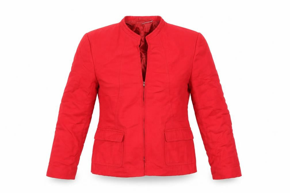 Planet Womens Red Jacket Size 8 Zip - Patch Pockets, Panelled Seam Detail, Fitted