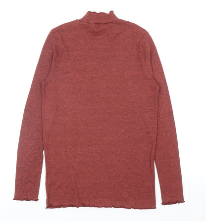 Tu Womens Orange Mock Neck Viscose Pullover Jumper Size 10