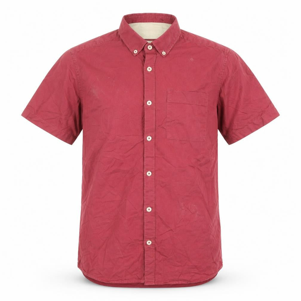 River Island Mens Red Cotton Button-Up Size S Collared Button