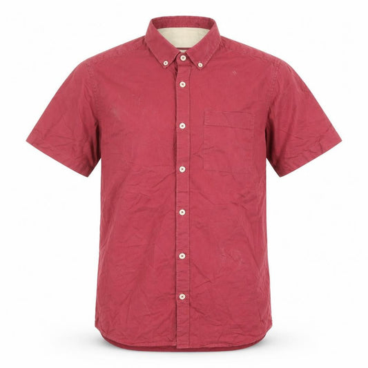 River Island Mens Red Cotton Button-Up Size S Collared Button