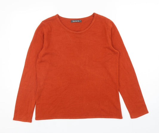 Bonmarché Womens Orange Round Neck Acrylic Pullover Jumper Size S