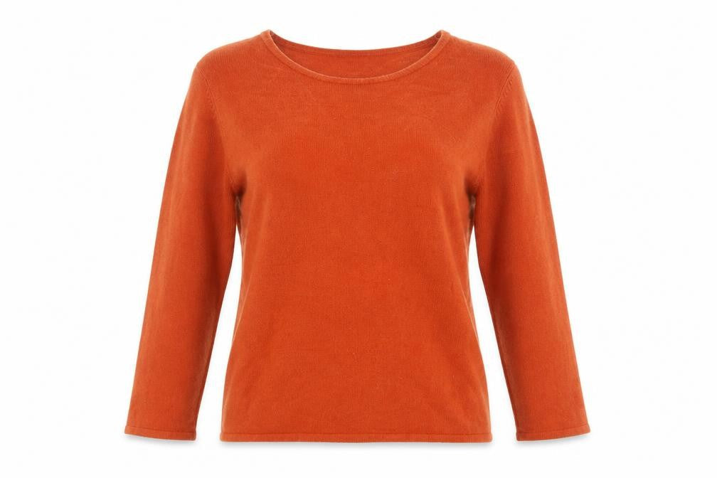 Bonmarché Womens Orange Round Neck Acrylic Pullover Jumper Size S