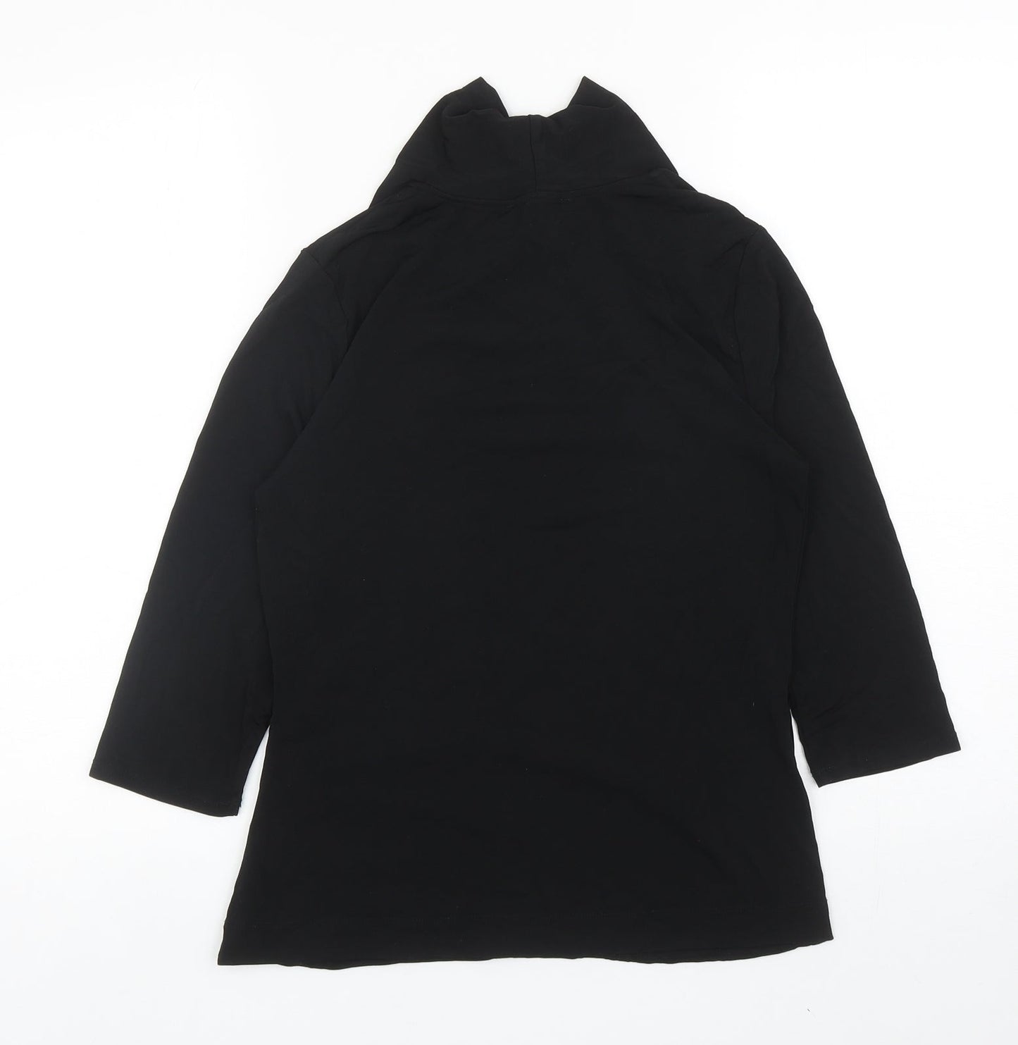 Amaryllis Womens Black Polyester Basic Blouse Size M V-Neck - Ruched