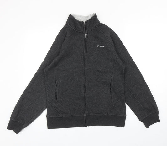 LA Gear Womens Grey Cotton Full Zip Sweatshirt Size 10 Zip
