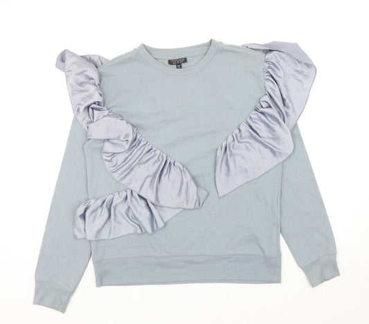 Topshop Womens Blue Cotton Pullover Sweatshirt Size 10 Pullover