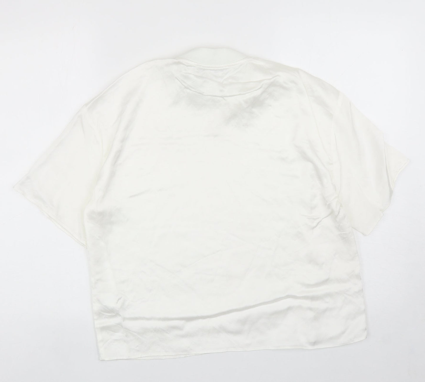 Zara Womens White Viscose Basic Blouse Size S Mock Neck