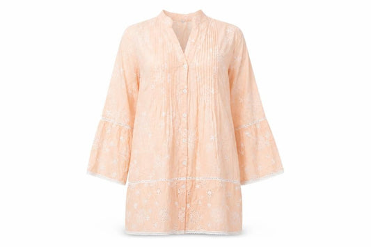 Preworn Womens Pink Cotton Shift Size L V-Neck Button