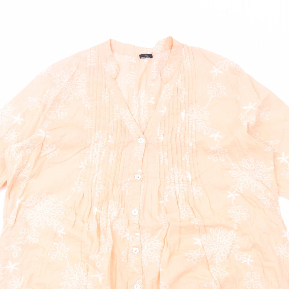 Preworn Womens Pink Cotton Shift Size L V-Neck Button