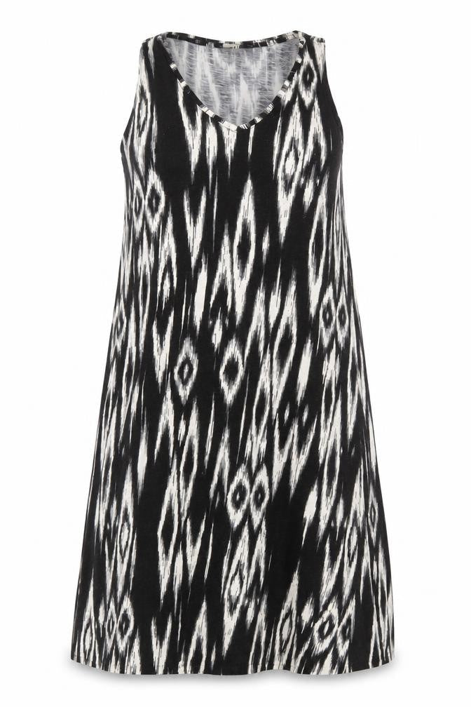 H&M Womens Black Geometric Polyester A-Line Size XS V-Neck Pullover