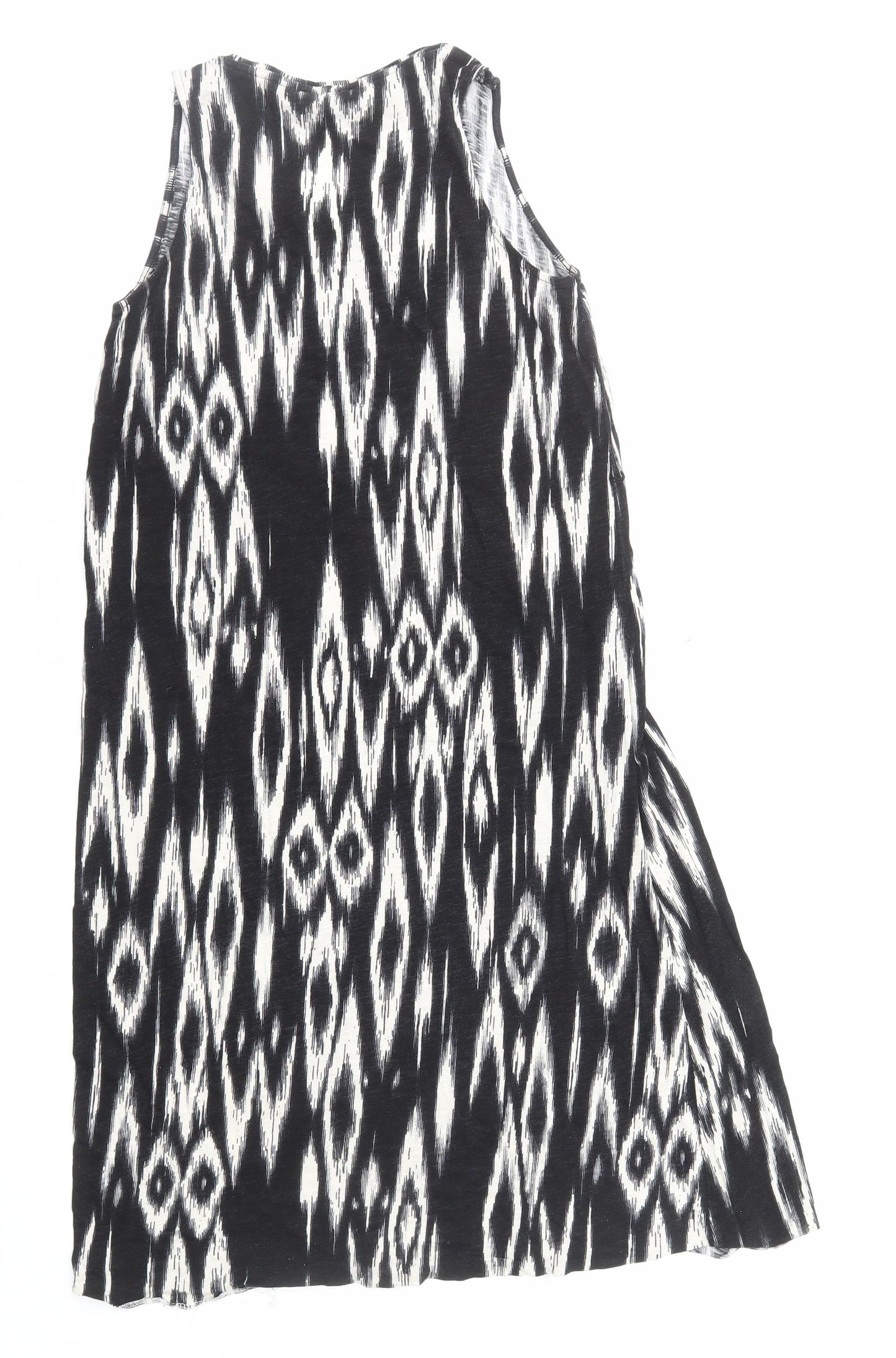 H&M Womens Black Geometric Polyester A-Line Size XS V-Neck Pullover