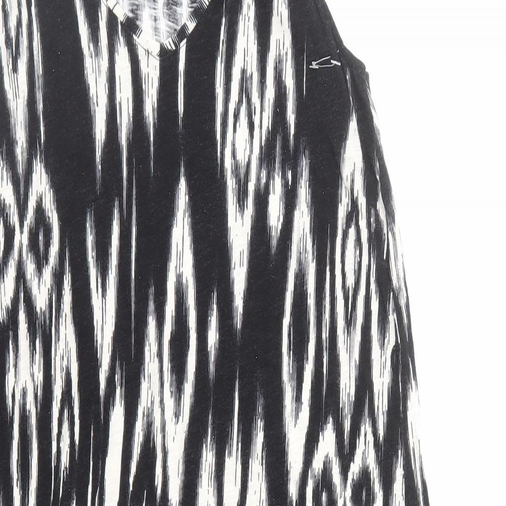 H&M Womens Black Geometric Polyester A-Line Size XS V-Neck Pullover