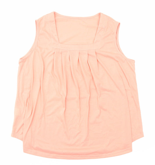 Preworn Womens Orange Polyester Basic Tank Size XL Square Neck