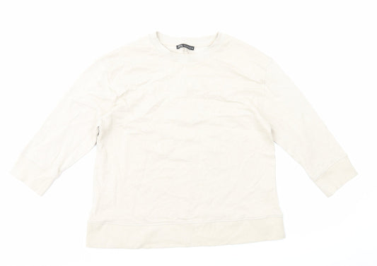Zara Womens Beige Cotton Pullover Sweatshirt Size S Pullover