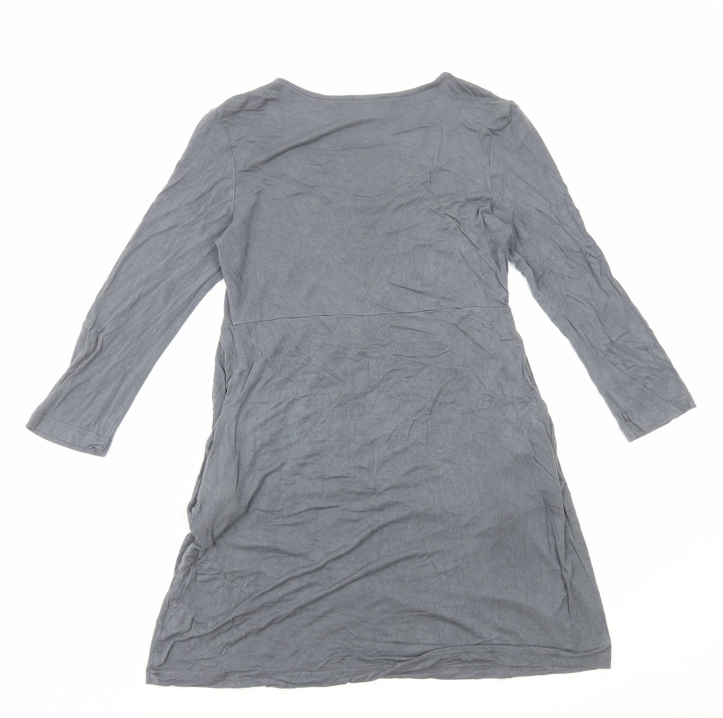 NEXT Womens Grey Viscose Skater Dress Size 10 Scoop Neck Pullover