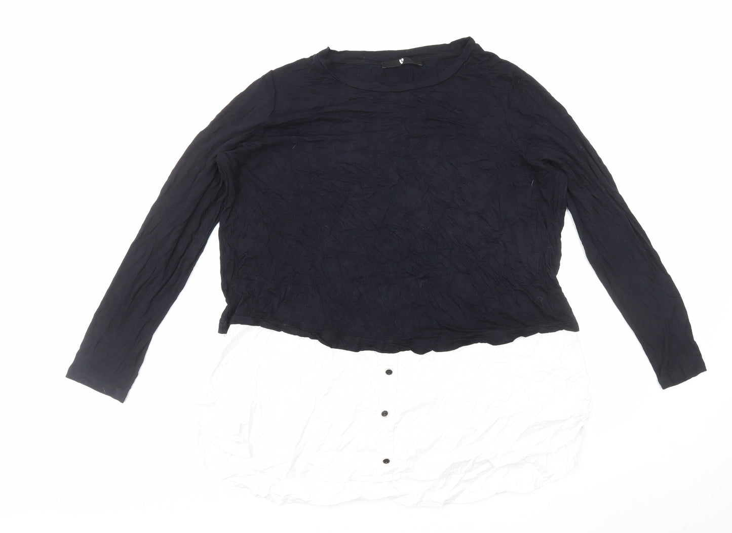 Very Womens Black Viscose Basic Blouse Size 18 Round Neck