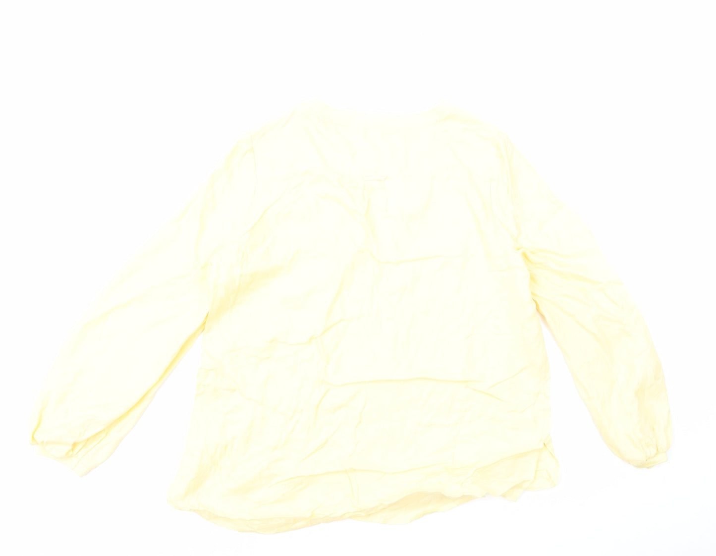 Marks and Spencer Womens Yellow Viscose Basic T-Shirt Size 14 V-Neck