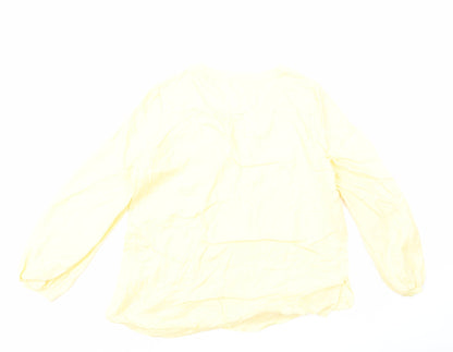 Marks & Spencer Womens Yellow Viscose Basic T-Shirt Size 14 V-Neck