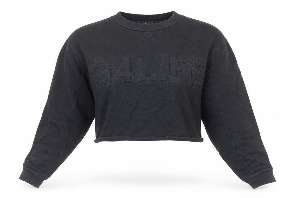 River Island Womens Black 100% Cotton Pullover Sweatshirt Size 8 Pullover - Cropped