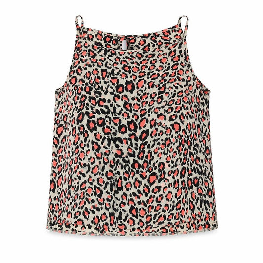 New Look Womens Beige Animal Print Polyester Camisole Tank Size 8 Crew Neck - Cheetah Print