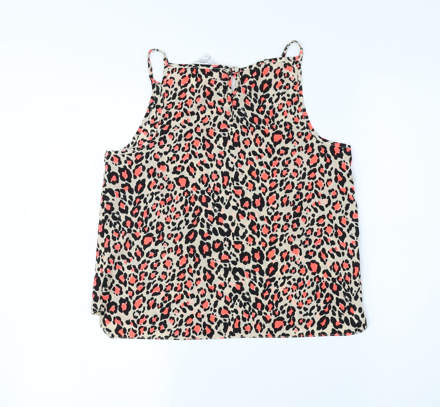 New Look Womens Beige Animal Print Polyester Camisole Tank Size 8 Crew Neck - Cheetah Print