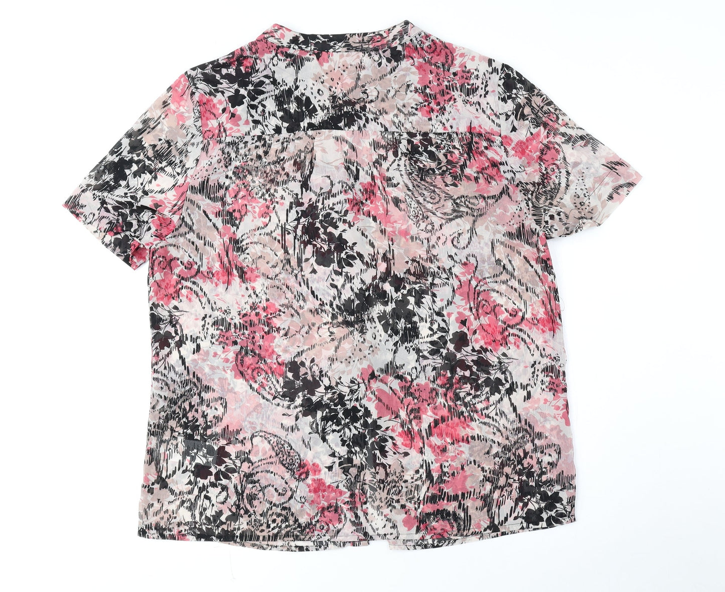 Kaliko Womens Pink Geometric Viscose Basic Button-Up Size 18 Collared