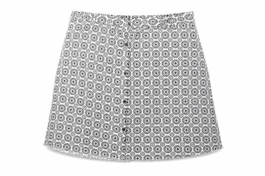 Atmosphere Womens White Geometric Viscose Mini Skirt Size 8 Button