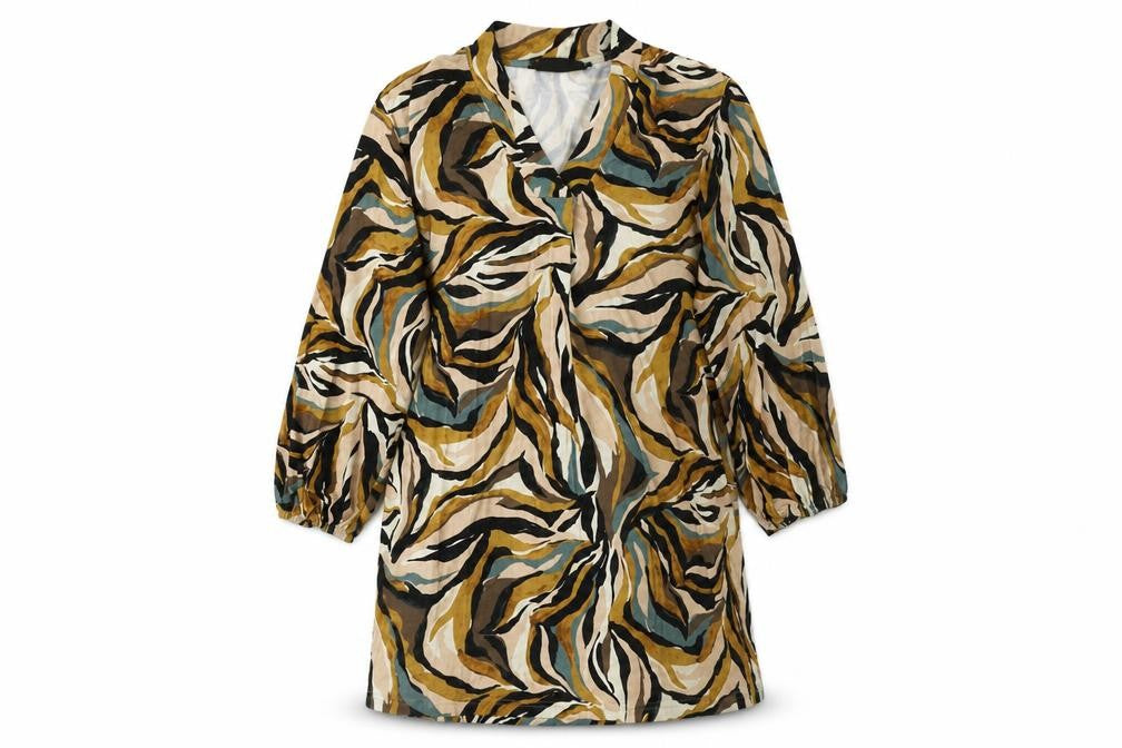 Signature Womens Multicoloured Geometric Viscose Sheath Size M V-Neck Pullover