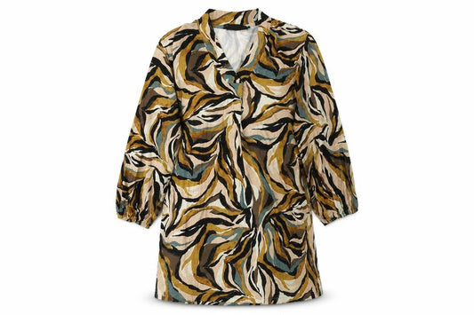 Signature Womens Multicoloured Geometric Viscose Sheath Size M V-Neck Pullover