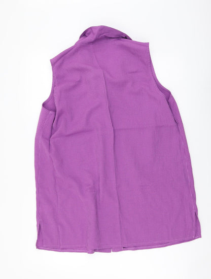 Essence Womens Purple Geometric Polyester Basic Button-Up Size 20 Collared