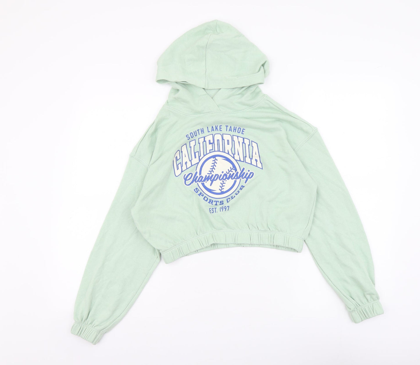 H&M Girls Green Cotton Pullover Hoodie Size 11-12 Years Pullover - California