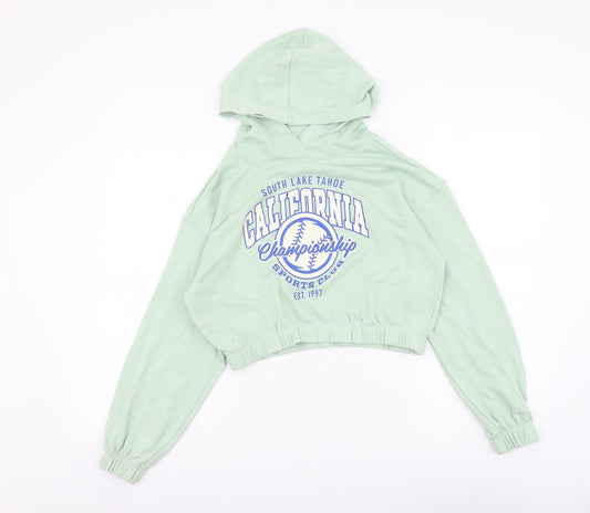 H&M Girls Green Cotton Pullover Hoodie Size 11-12 Years Pullover - California