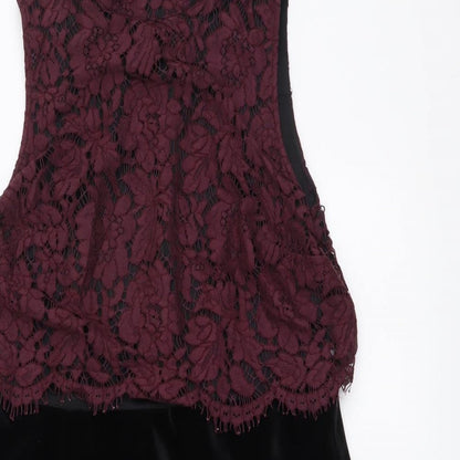 Next Womens Black Polyester A-Line Size 14 Mock Neck Zip
