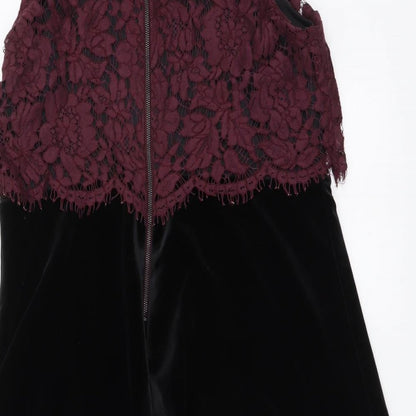 Next Womens Black Polyester A-Line Size 14 Mock Neck Zip