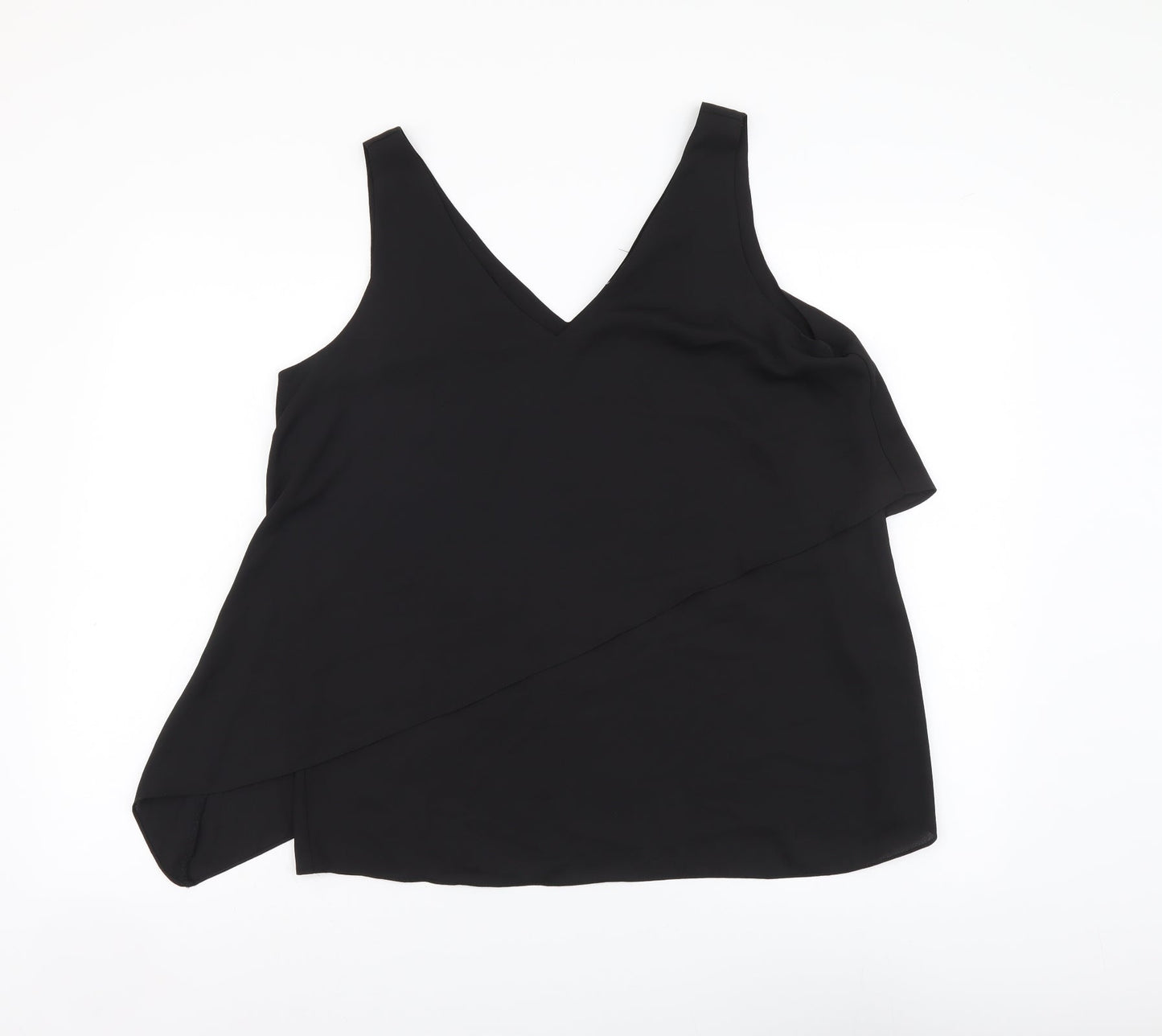 Wallis Womens Black Polyester Basic Tank Size 12 V-Neck