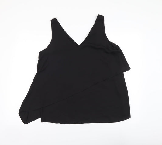 Wallis Womens Black Polyester Basic Tank Size 12 V-Neck