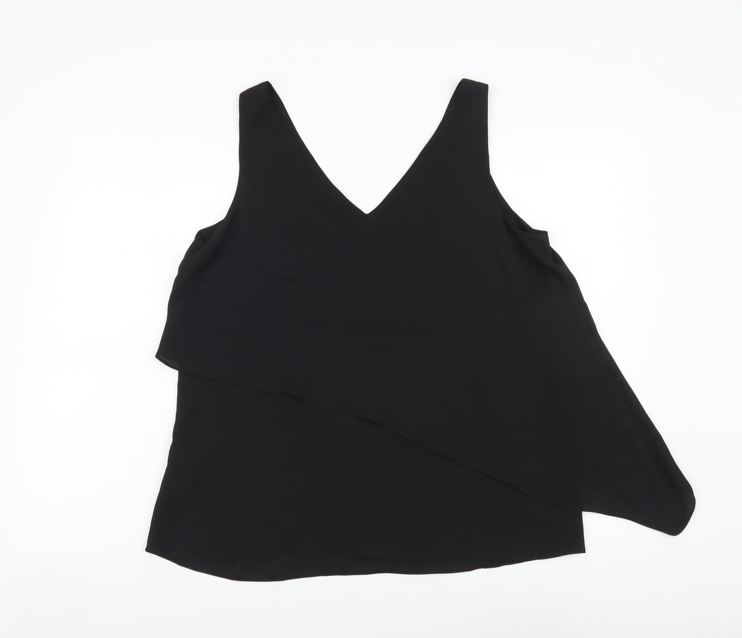 Wallis Womens Black Polyester Basic Tank Size 12 V-Neck